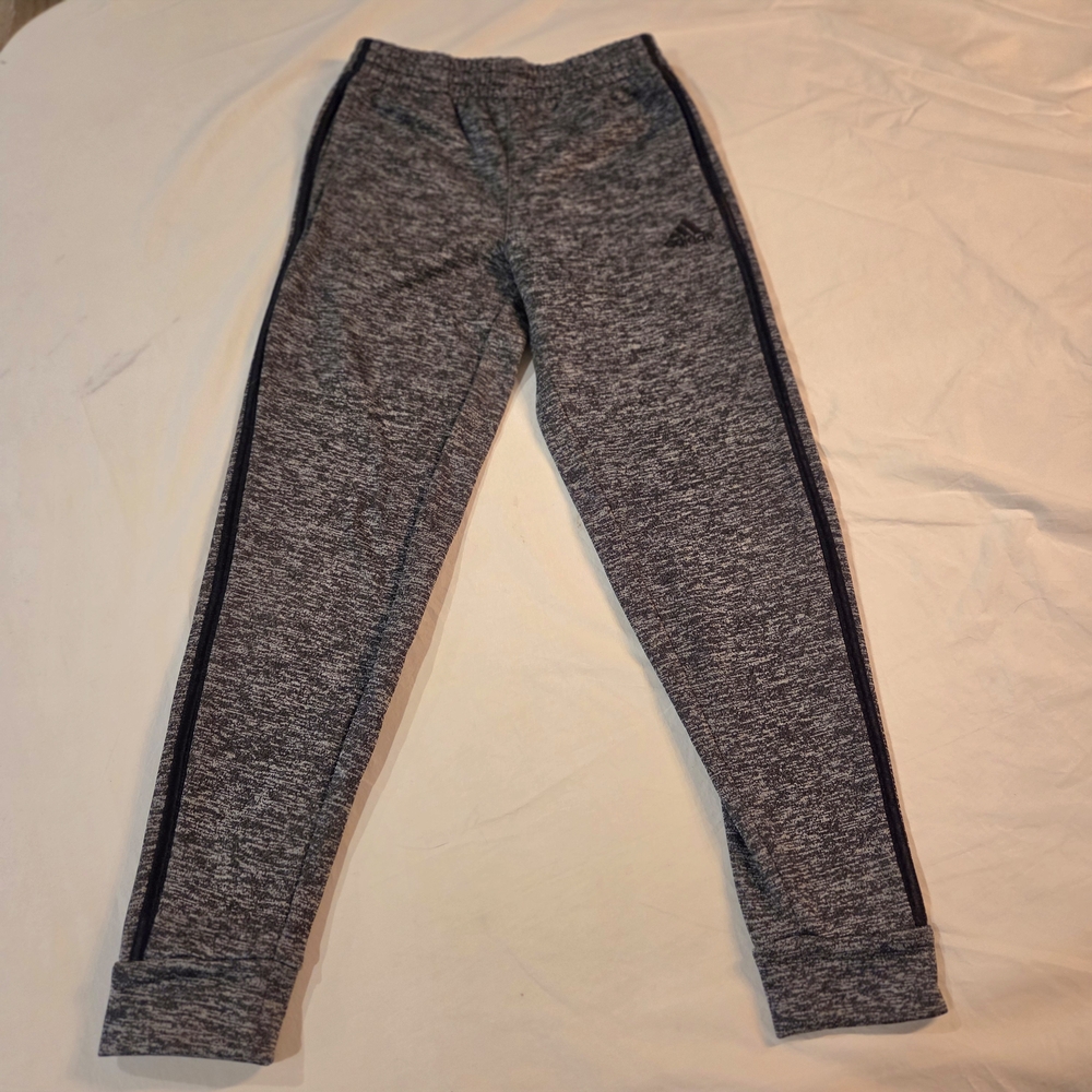 Adidas Kids' Grey Heather Track Pants with Side Stripe
